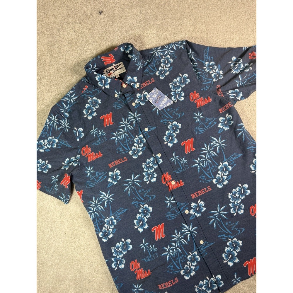 Reyn Spooner Men's NCAA Ole Miss Rebels Performance Floral Polo Shirt Navy XL